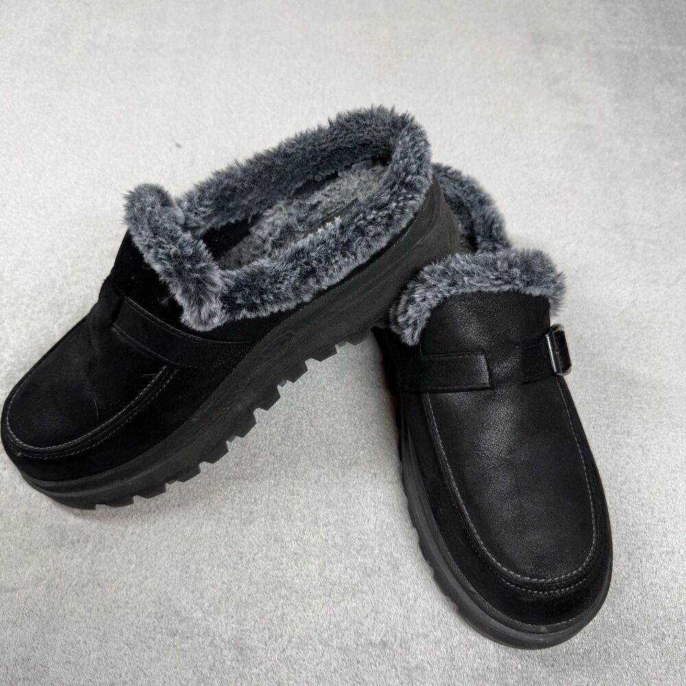 Skechers Women’s Shindigs Forever Reel Mules Women’s 8.5 Black Faux Fur - Picture 8 of 10